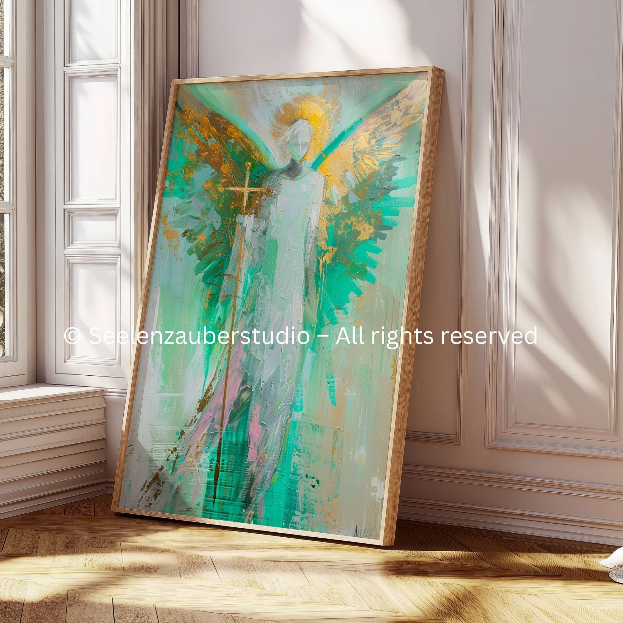 Archangel Raphael Poster – Angel of Healing in Turquoise and Gold ...