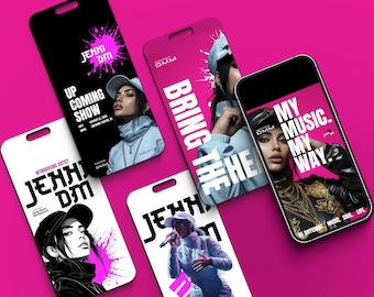 Plantillas Canva para historias de Instagram de artistas de hip hop femeninas: paquete de 21 diseños