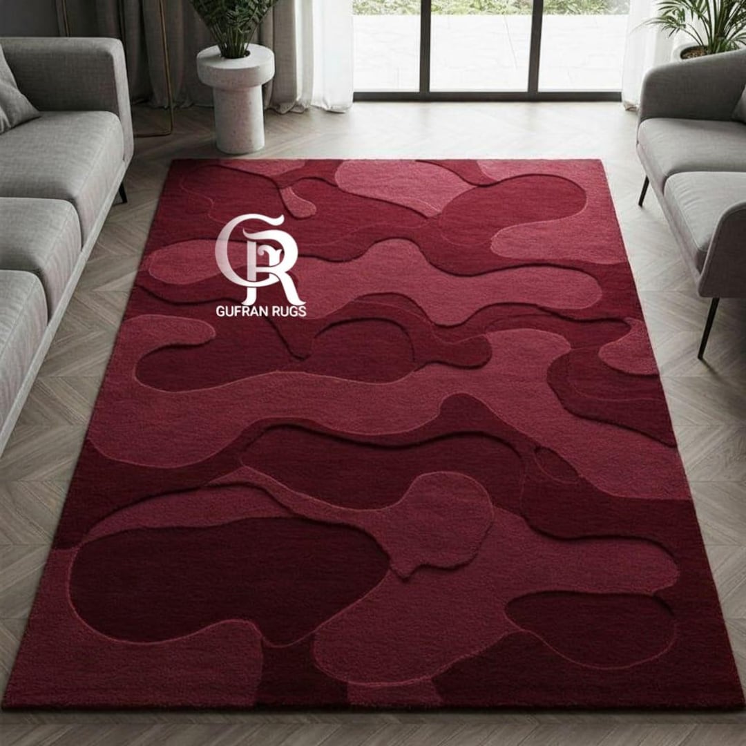Maroon Rug Patterns Custom Tufted Maroon Abstract Design Rug | GUFRAN RUGS | Modern Living ...