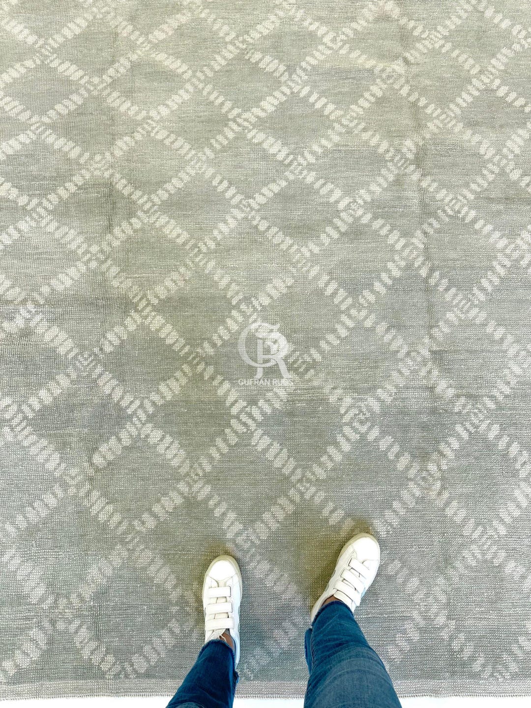 Muted Sage Green Hand Knotted Wool Rug | Dimond Style Area Rug| - Etsy