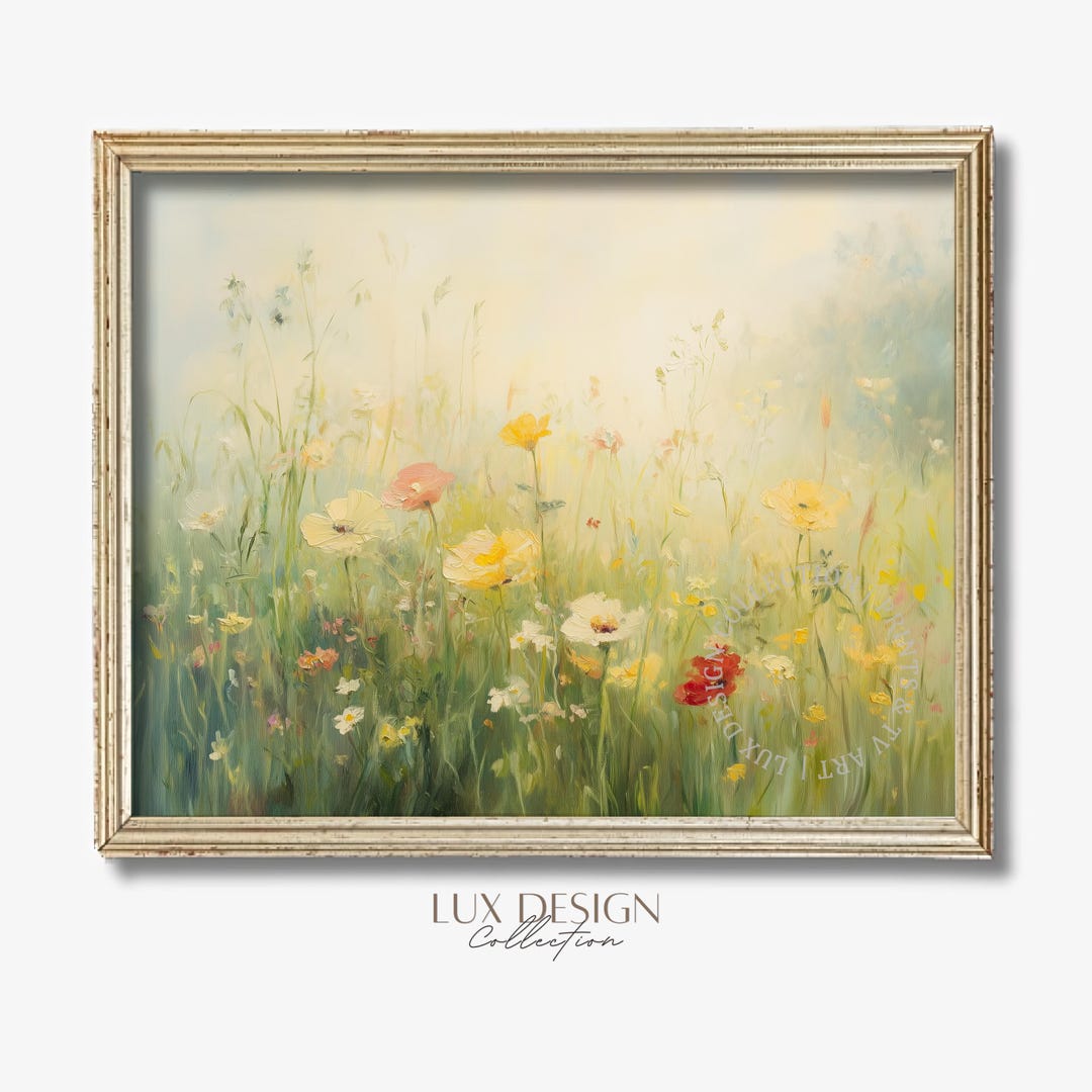 Printable Spring Wildflower Meadow Wall Art - Cottagecore Floral Scene ...