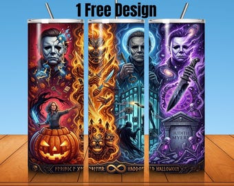 Horror Movie Characters Tumbler Wrap, Halloween Spooky Design, Dark Horror Villains 20oz Tumbler Wrap PNG | Horror Clown Sublimation
