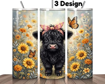 Watermelon Highlands Cow Tumbler 20 oz Skinny Tumbler Sublimation Design, Cute Cow Summer Fruit PNG Instant Download Seamless Tumbler Wrap