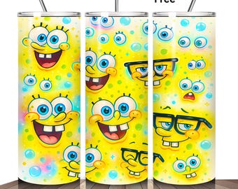 Cartoon Pineapple Tumbler Wrap: Yellow Under the Sea Design (PNG Digital Download)