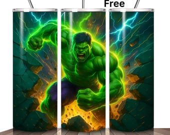 Green Super Action Hero Tumbler Wrap: 20oz Skinny Tumbler Design (Digital Download)
