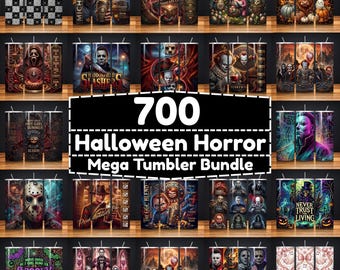 700 Halloween Tumbler Wrap Bundle PNG | Horror Movie 20oz Skinny Tumbler Sublimation | Spooky Season Wraps | Halloween Scary Movie Tumbler