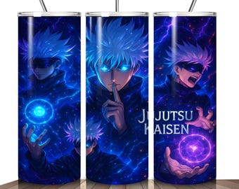 Cursed Energy Anime Tumbler Wrap PNG: Dark Power Sublimation (Digital Download)