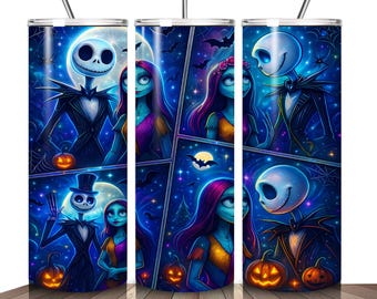 Jack and Sally Tumbler Wrap: Spooky Halloween Design (Digital Download)