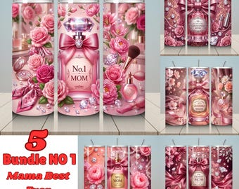 Mama Best Ever Tumbler Wrap PNG Bundle: 20 oz Sublimation Design No.1 MAMA Mother's Day Gift Digital Download Best Mom Ever Mommy Pink Rose