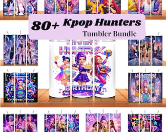 80+ Huntrix 20oz Tumbler Wrap Png Bundle, Demon Hunters Tumbler, Gift For Huntrix Fan, Kpop Group Skinny Tumbler Demon K-Pop Sublimation PNG