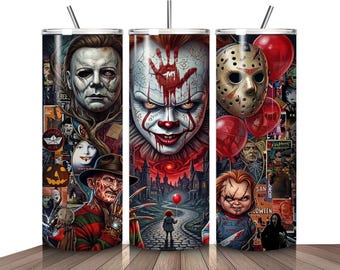 Halloween, Horror, Scary, Horror Characters, Movie Inspired 20oz Skinny tumbler Spooky Halloween  Sublimation | Dark Horror Digital Download