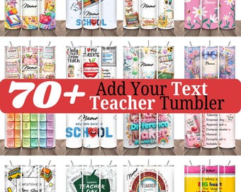 70+ Teacher Tumbler Wrap Seamless Bundle PNG Add Name Teacher Back To School Sublimation 20oz Skinny Tumbler Teacher Appreciation Design PNG