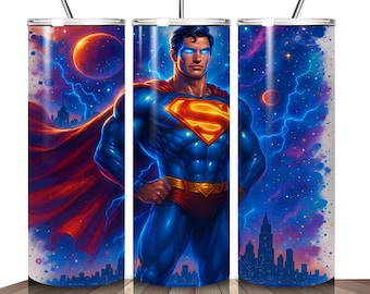 Bicchiere da supereroe in stile fumetto in formato PNG: design sottile da 20 once con stampa a sublimazione (download digitale)