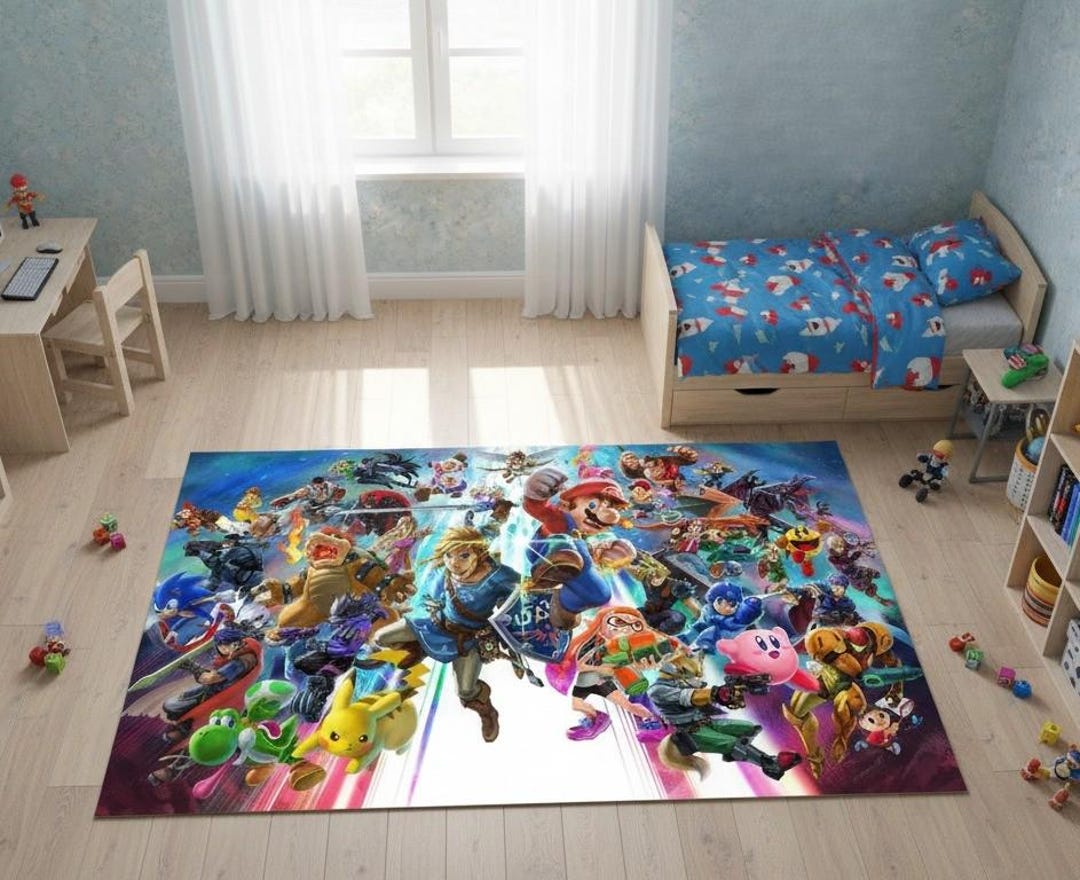 Smash Disk Rug Gaming Kids Room Rug,soft Polyster, Super Smash Bros Inspired Area Rug ...