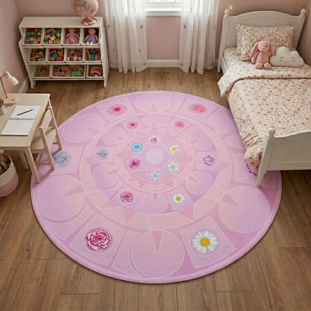 Barbie Princess Play Mat, Pastel Round Area Rug, Kids Nursery Decor ...