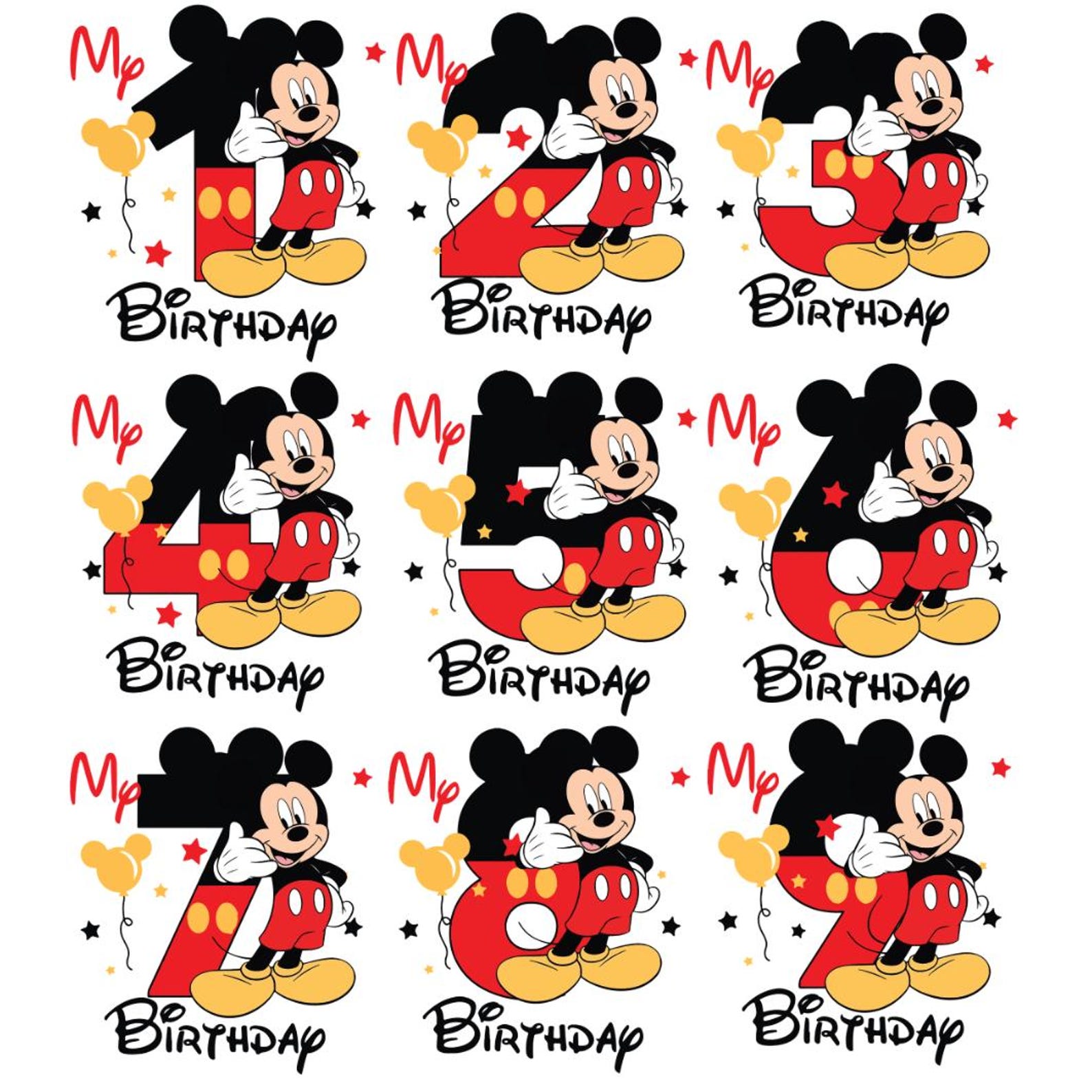 Number 5 Mickey Mickey Mouse Birthday Numbers PNG Bundle (1-9), Kids Shirt Clipart ...