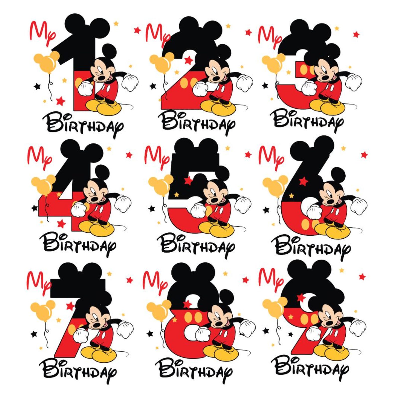 Number 5 Mickey Mickey Mouse Birthday Numbers PNG Bundle (1-9), Kids Party Shirt ...