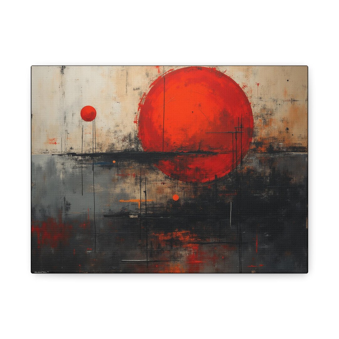 Modern Abstract Red Sun Art Print - Vibrant Home Decor - Etsy