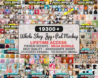 Paquete de más de 19300 maquetas de tiendas completas en formato JPG + PSD, archivos editables de Photoshop.