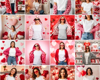 Paquete de maquetas de camisetas de San Valentín, temática de amor y corazones (JPG)