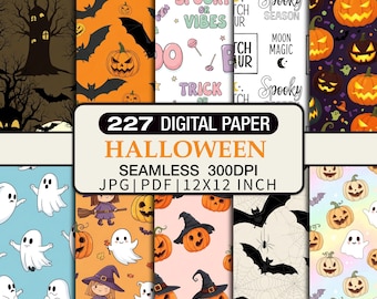 Pacote de Papéis Digitais de Halloween, Estampas Assustadoras Sem Costura (JPG, PDF, 30 x 30 cm)