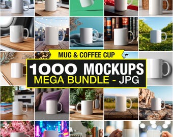 Paquete de 1000 maquetas de tazas de cerámica blanca (JPG)