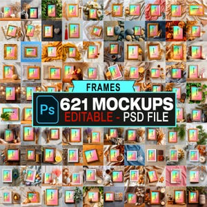 Rahmen Mockup Bundle, PSD Mockup, Wandkunst, einfach ziehen & ablegen (digitaler Download)