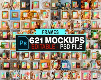 Rahmen Mockup Bundle, PSD Mockup, Wandkunst, einfach ziehen & ablegen (digitaler Download)