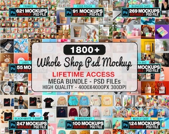 1800+ PSD Mockup Mega Bundle, Whole Shop Mockups (Digital Download)