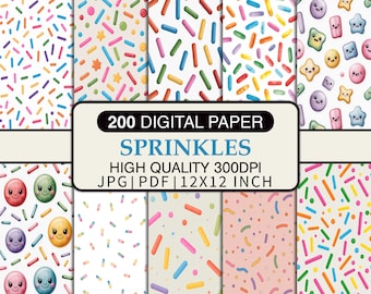 Paquete de papeles digitales con chispas de colores, patrones de chispas de colores, fondos digitales bonitos, paquete de papeles imprimibles para álbumes de recortes, JPG PDF