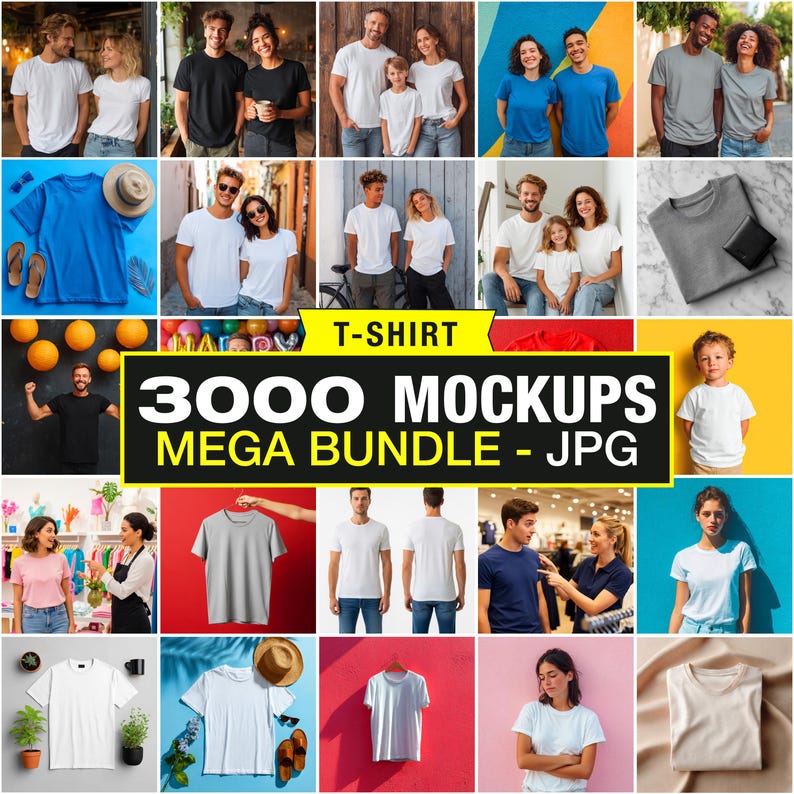 T-Shirt Mockup Mega Bundle, 3000 Apparel Mockups (300DPI JPG) image 1