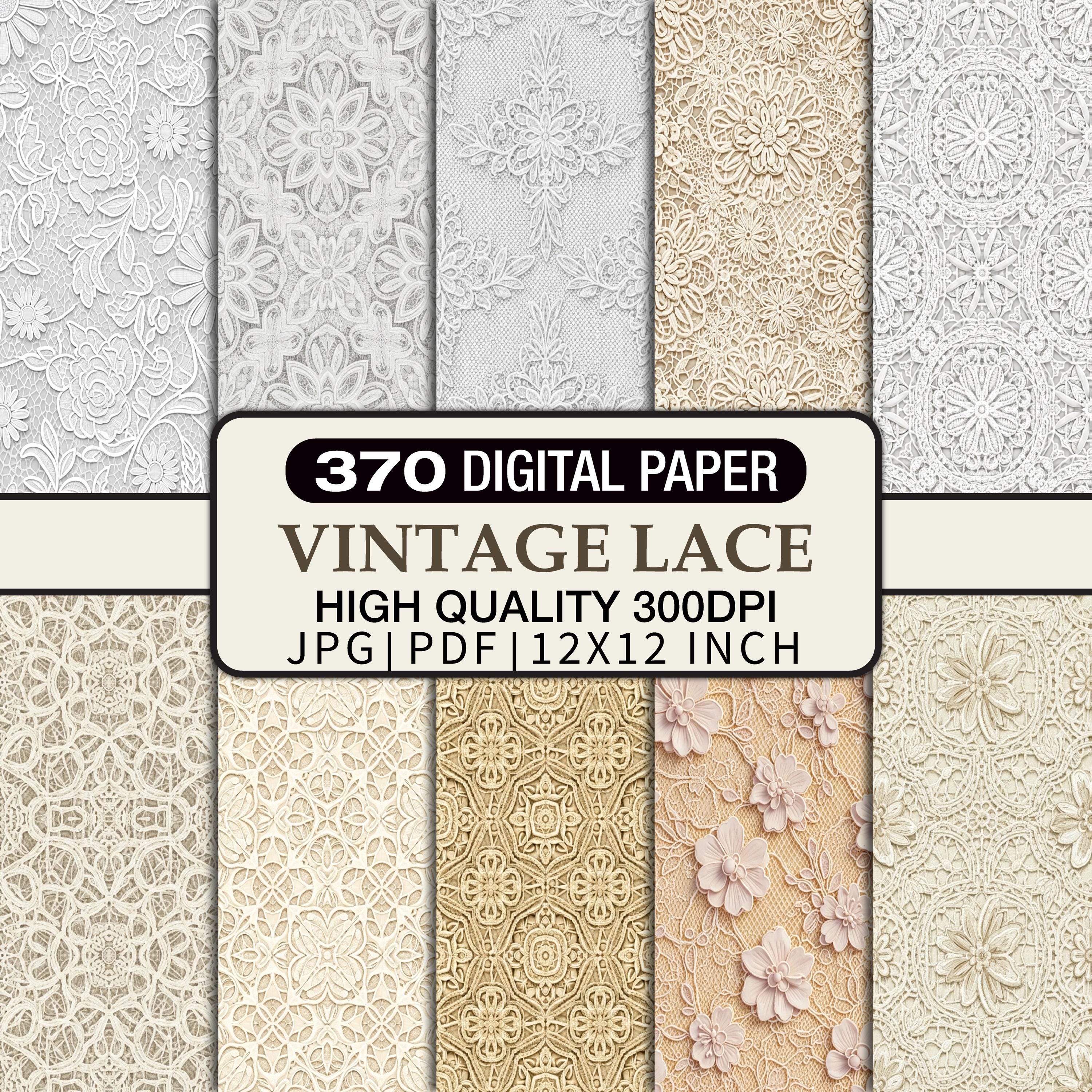 Vintage Lace Digital Paper Bundle, Seamless Floral Backgrounds, Shabby ...