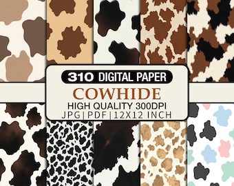 Papel digital con estampado de piel de vaca 310, fondos sin costuras del Oeste (JPG + PDF)