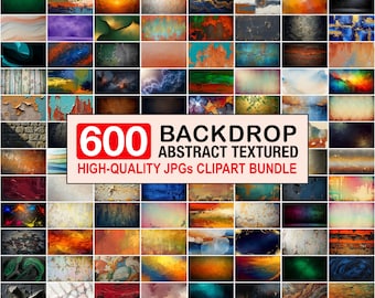 600 fondos de textura abstracta, arte grunge, imágenes prediseñadas JPG (paquete de arte digital)