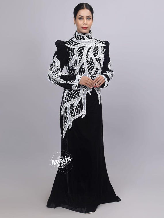 green emerald velvet dress Abaya Ramadan Solid Bishop Sleeve Kebaya Kaftan, Elegant Crew Neck Max   PRINGBUD ISLAMIC CLOTHING