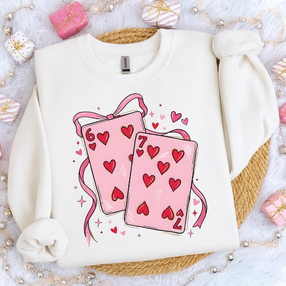 Playing Cards Valentine 6 7 PNG, Preppy 67 Six Seven Valentines Png Coquette Funny Shirt Design