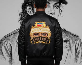Michael Jackson Dangerous World Tour Jacket | MJ Pepsi Inspired Bomber Jacket | Retro Pop Star Cosplay Outerwear