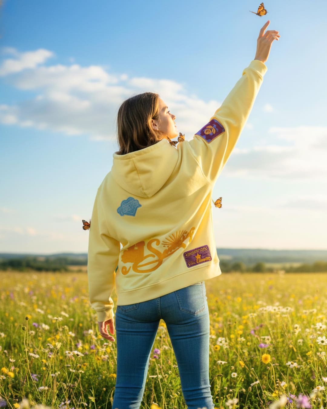 Embroidered Sincerely Yours Salish Matter Yellow Hoodie | Pullover