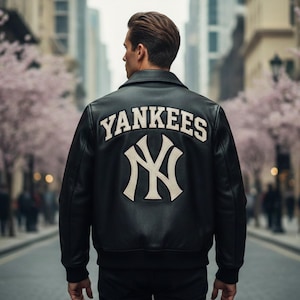 Vintage Yankees Leather Jacket - Etsy