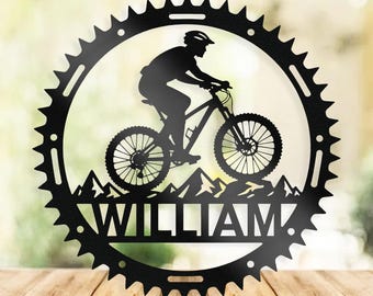 Op maat gemaakt metalen bord mountainbike | Gepersonaliseerde garagedecor