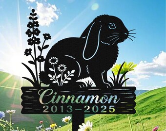 Personalized Lop Rabbit Memorial Stake | Metal Garden Grave Marker