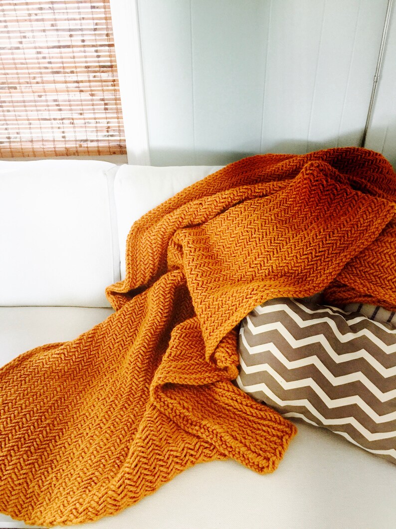Chunky Knit Throw Blanket Herringbone Texture / THE YAPHEH / Etsy