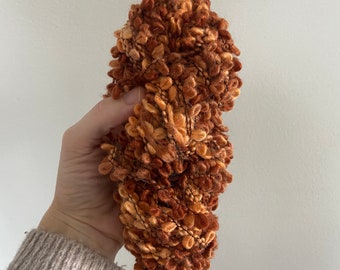 Burnt Orange Nubby Art Yarn: Chunky Weaving Accent
