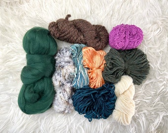 Colorful Weaving Fiber Yarn Pack: Blue, Orange, Green, Purple (200g)