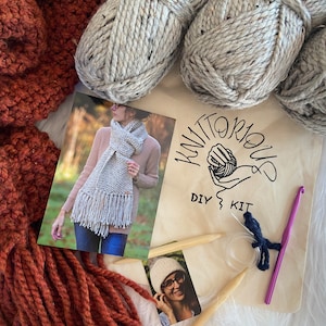 Beginner Knitting Kit: Chunky Knit Scarf DIY Project