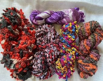 Accent Weaving Fiber Pack: Multi Purple Red Yarn Bundle (200g)