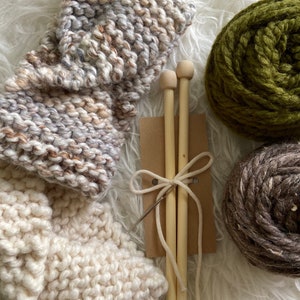 BEGINNERS KNITTING KIT, Beginners Simple Quick Knitting Pattern, Chunky Knit Headband Diy, Easy Knitting Project Kit, Complete Knit Kit image 7