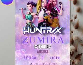 KPOP Demon Hunters Birthday Invitation | Editable Digital Invite  |  Anime  KPOP  Party  Invitation  |  Demon  Hunter  Theme Birthday  Card.