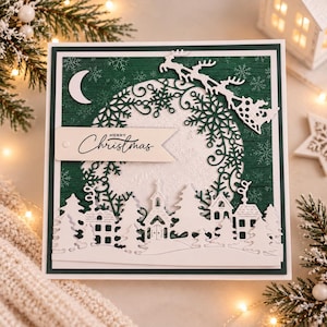 DIY Make Your Own Winter Wonderland Christmas Card Kit Green Snowflake design