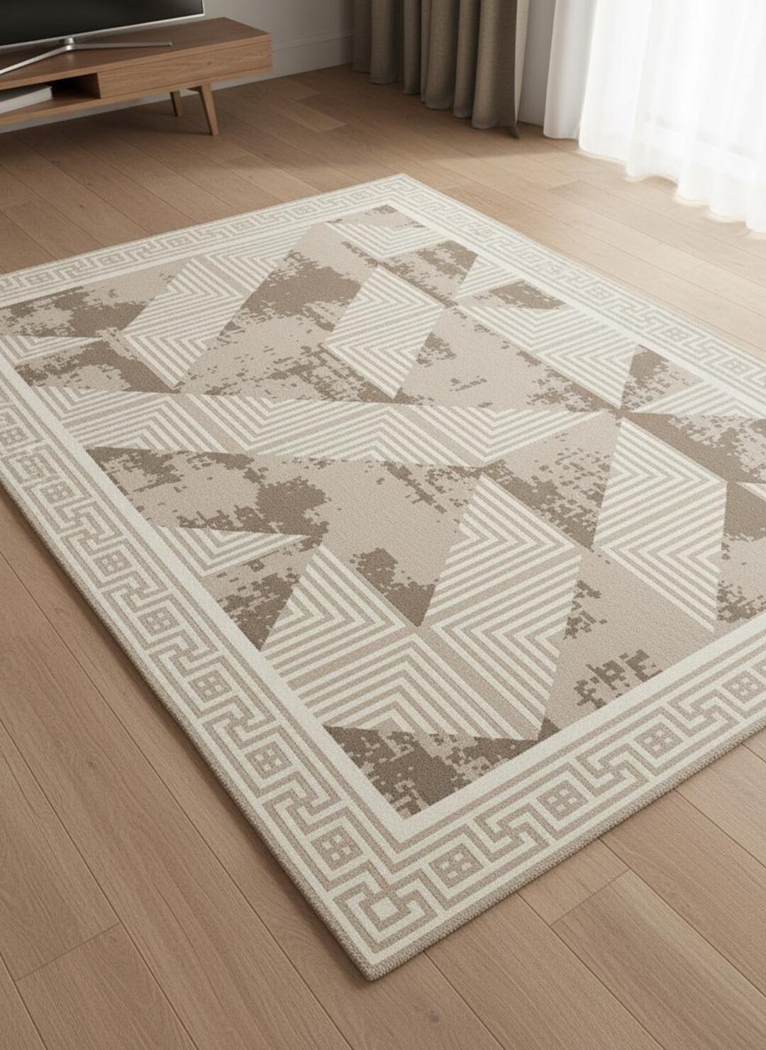 Carter Rugs Geometric Modern Geometric Hand Tufted Wool Rug | Natural Beige Contemporary ...